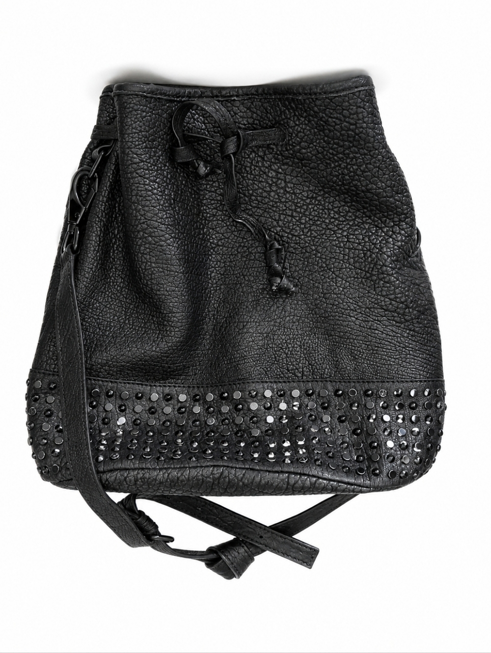 she+lo black drawstring bucket bag